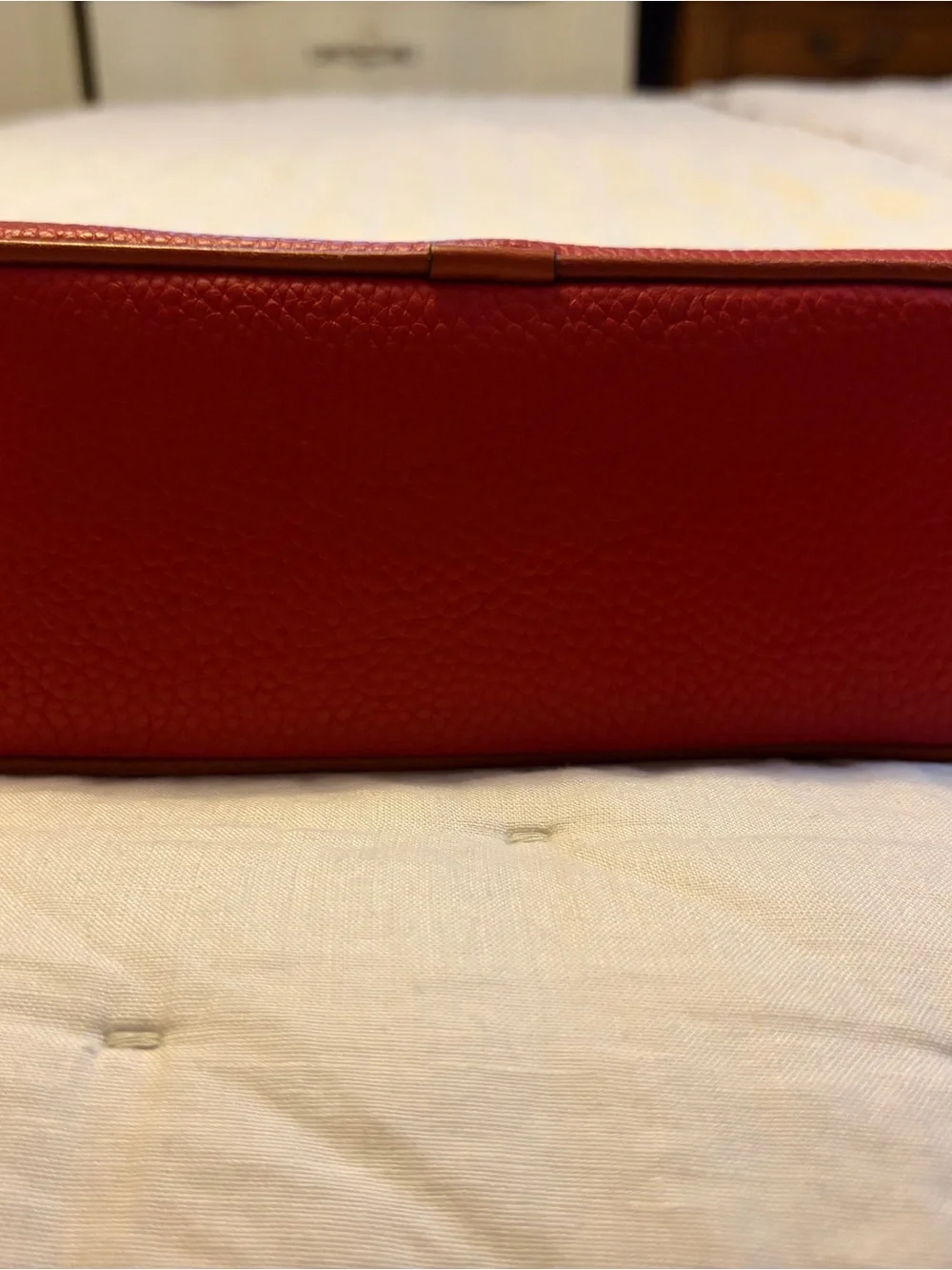 Dooney & Bourke Red Pebbled Leather Crossbody with Brown Strap